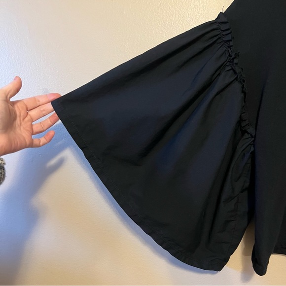 Zara TRF Exaggerated Flutter Sleeve Top Black Size Small - Picture 4 of 6